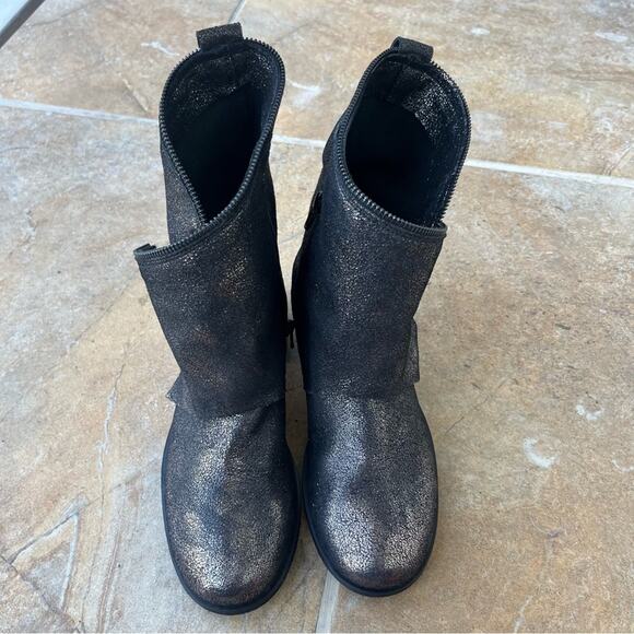 Primadonna women’s black gold glitter zip leather moto ankle boots size 38 US 7 - Picture 4 of 6